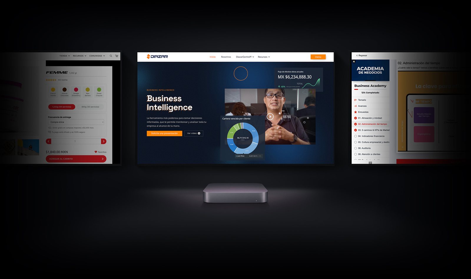 Plataformas web desarrolladas por Black Spot en varias pantallas