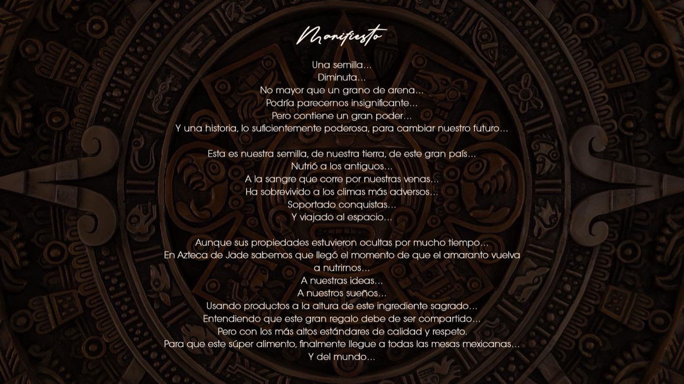 Azteca de Jade · Amaranto: marca, empaque y redes