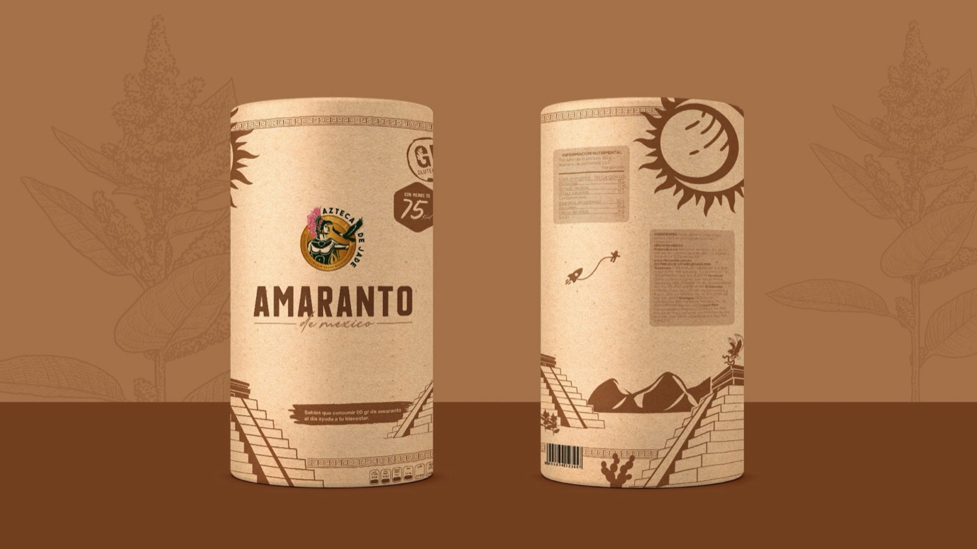Azteca de Jade · Amaranto: marca, empaque y redes