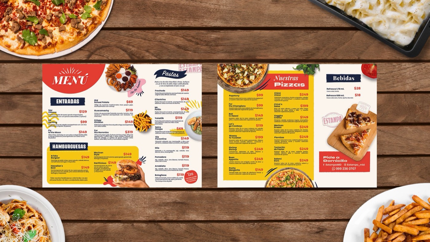 Estampa · Pizzas, pasta y más: marca y redes